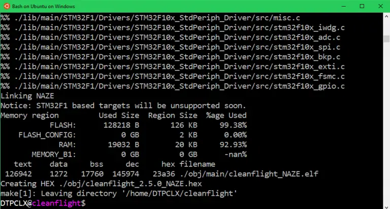 cleanflight firmware build info