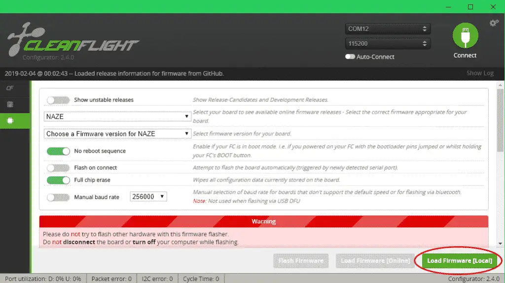 cleanflight flash firmware