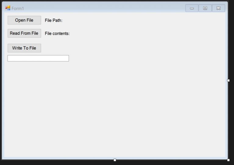 WFA open file dialog gui layout