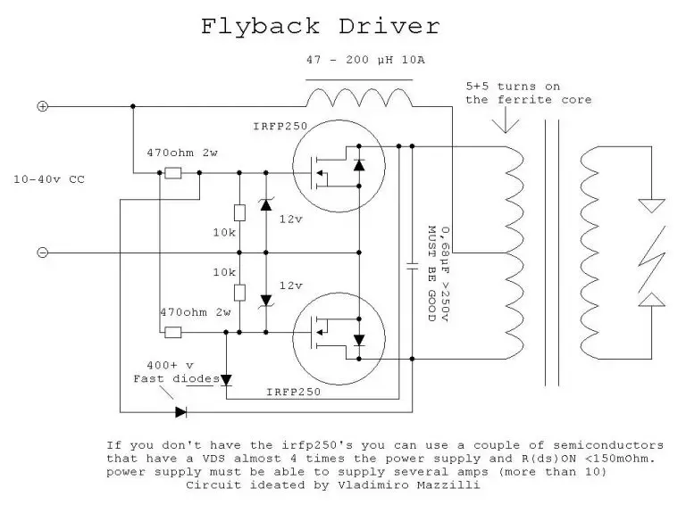 ZVS flyback driver schematic