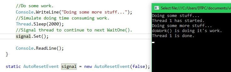 C# AutoResetEvent resulting output 2