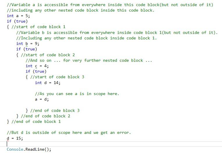 C# code blocks and variable scope