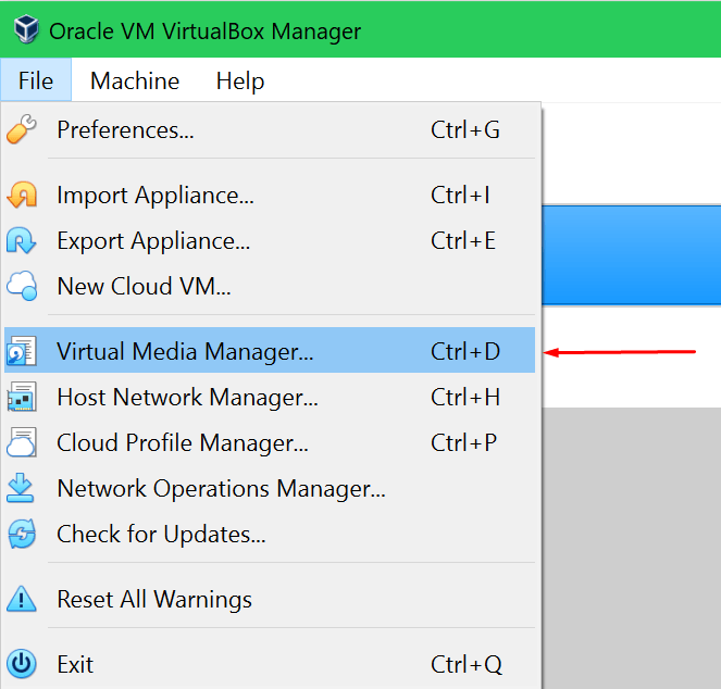 oracle virtualbox virtual media manager