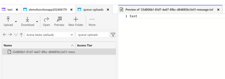 azure queue blob binding file upload