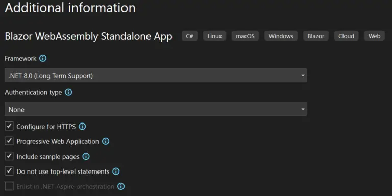 blazor webassembly additional proj info