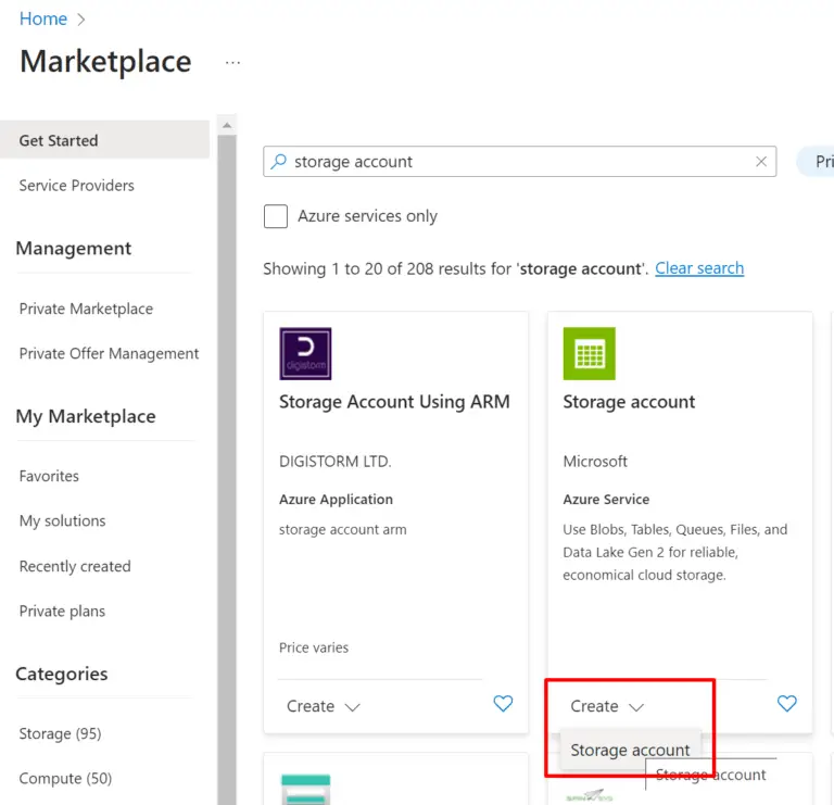 create azure storage account 1