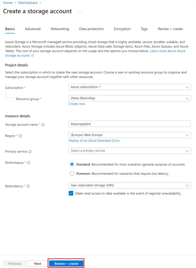 create azure storage account 2