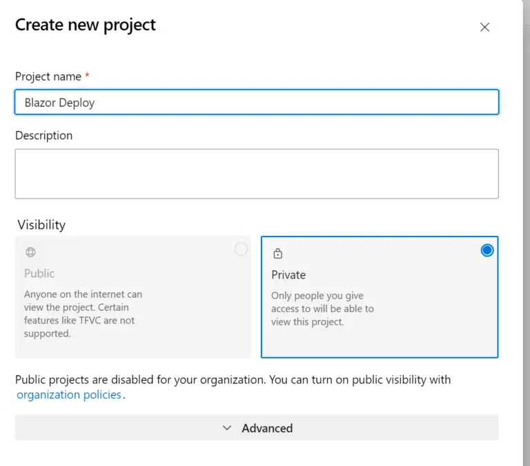 create blazor deploy project azure dev ops