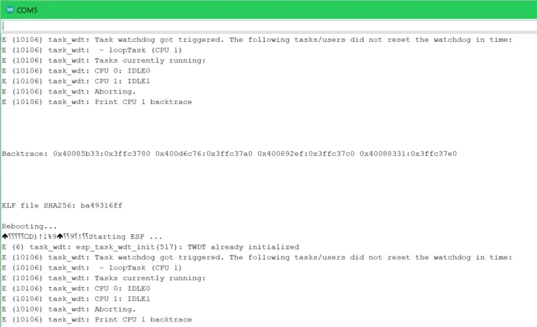 esp watchdog timer not reset