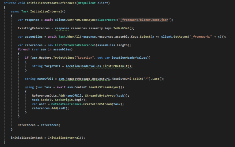 csharp InitializeMetadata references