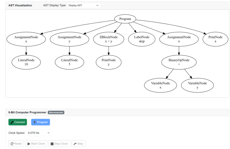 AsmIDE + MyLang Compiler AST Visualization