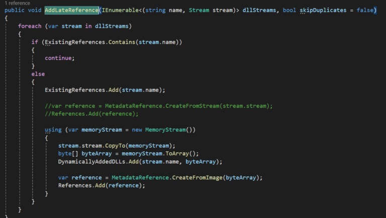 addLateReference function